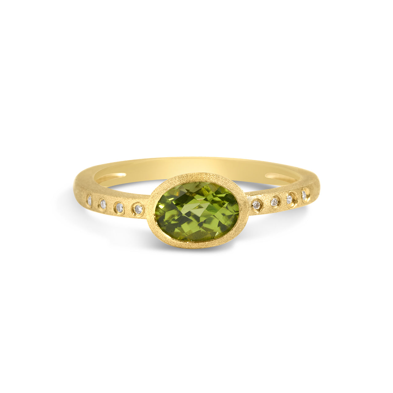 Peridot & Diamond Bezel Ring