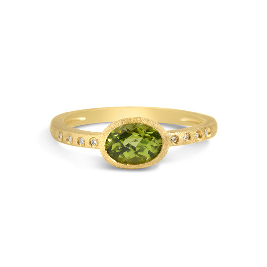 Peridot & Diamond Bezel Ring