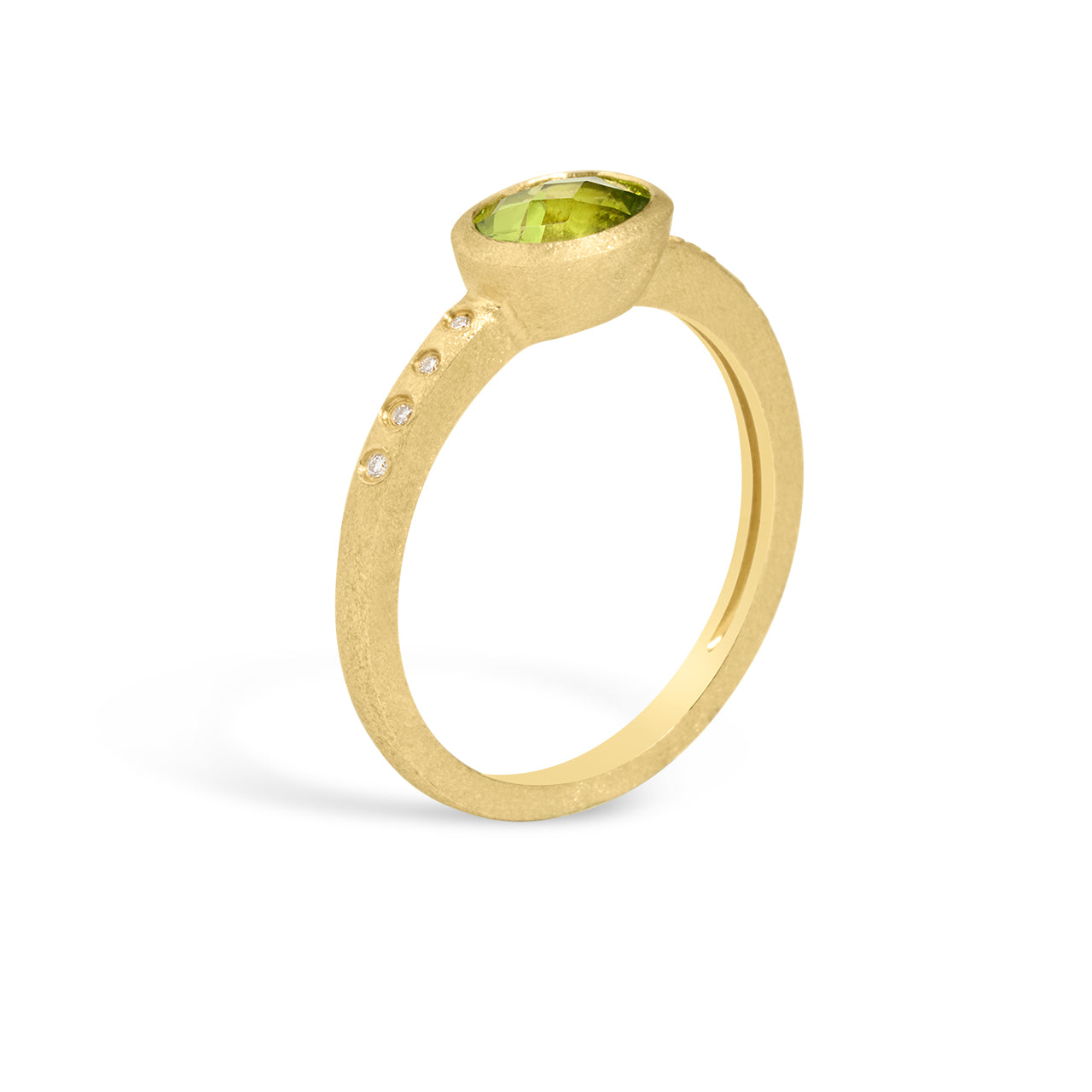 Peridot & Diamond Bezel Ring