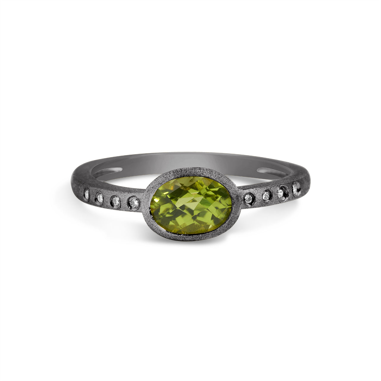 Peridot & Diamond Bezel Ring