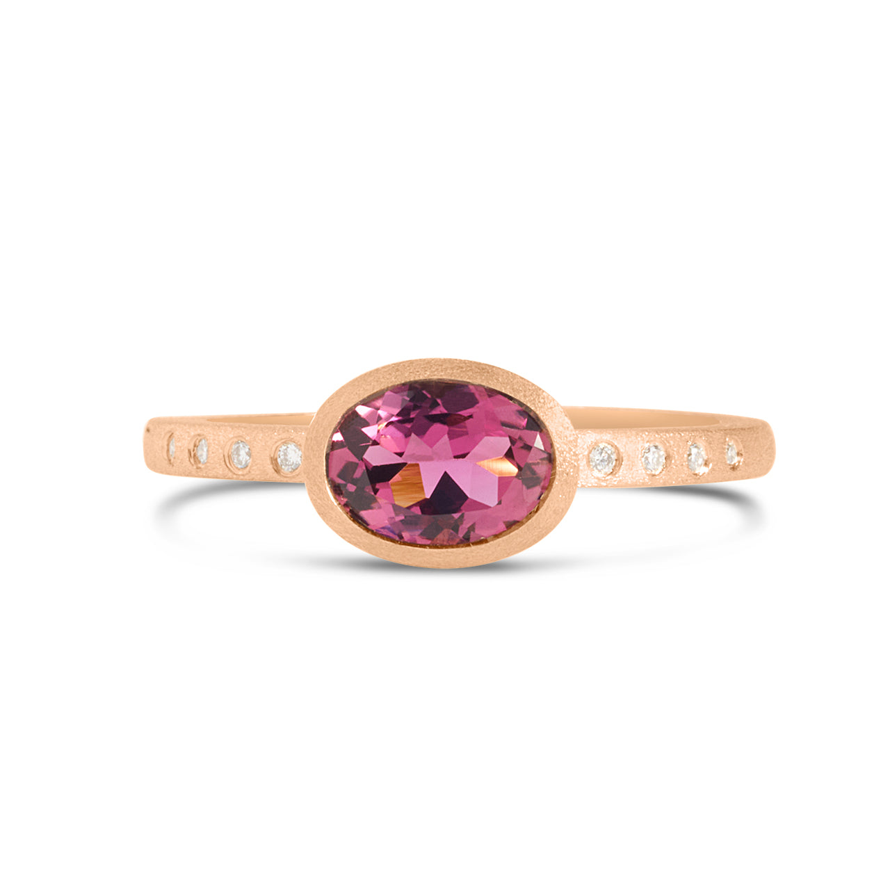 Pink Tourmaline & Diamond Bezel Ring