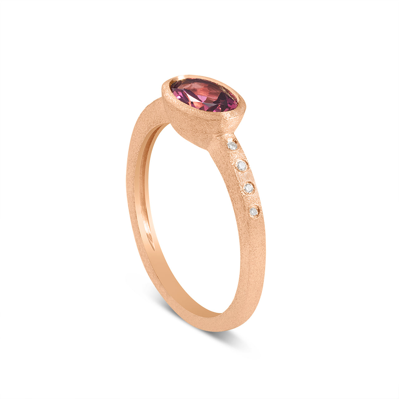 Pink Tourmaline & Diamond Bezel Ring