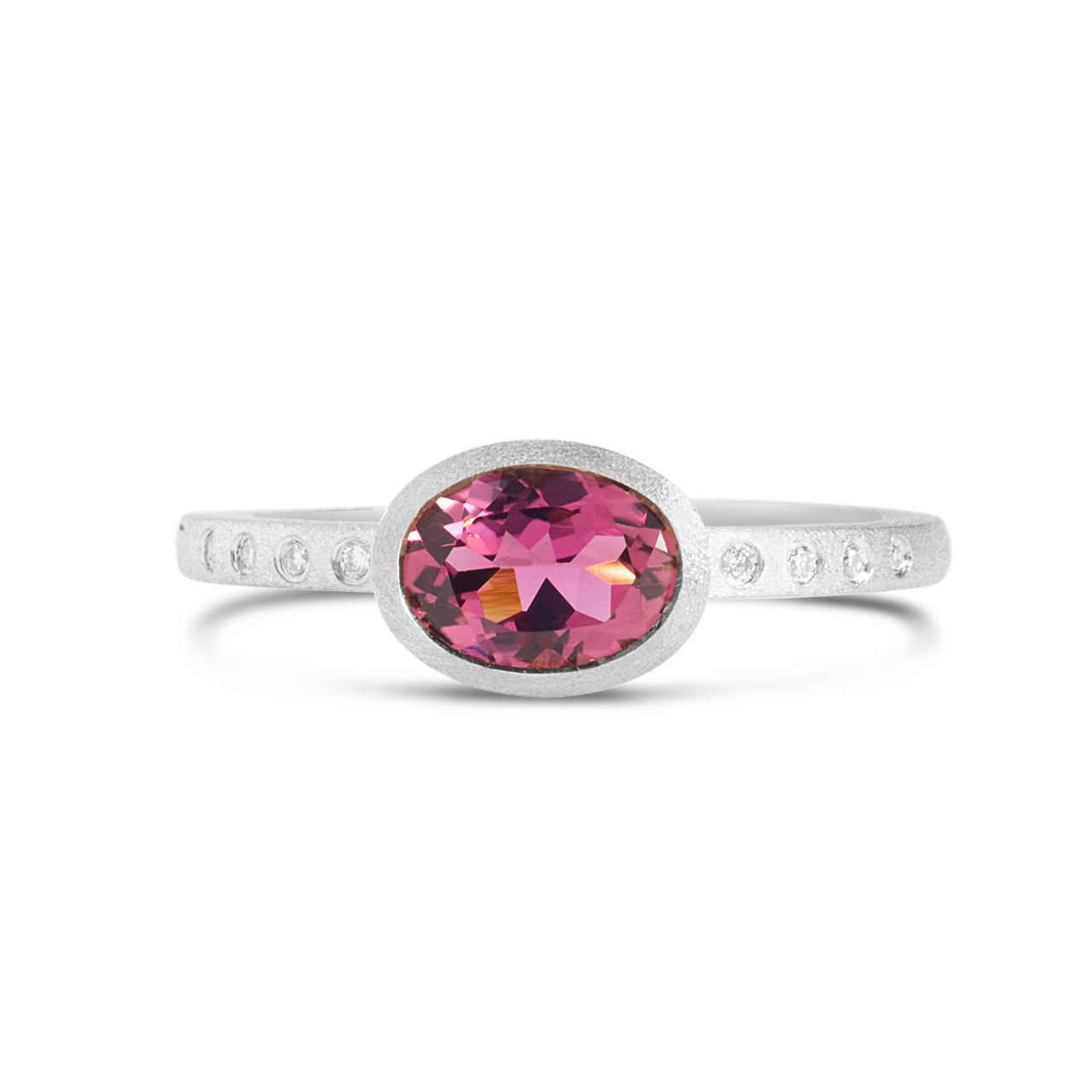 Pink Tourmaline & Diamond Bezel Ring