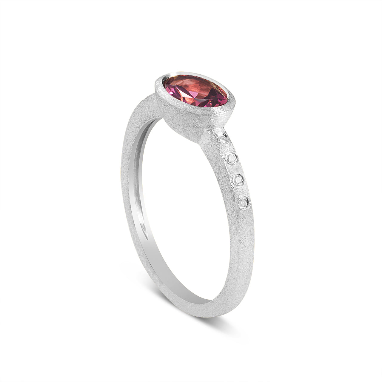 Pink Tourmaline & Diamond Bezel Ring