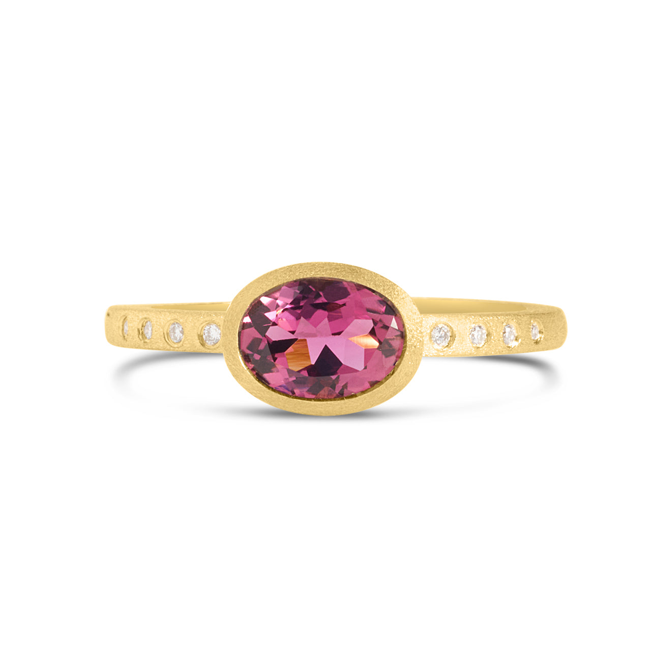 Pink Tourmaline & Diamond Bezel Ring
