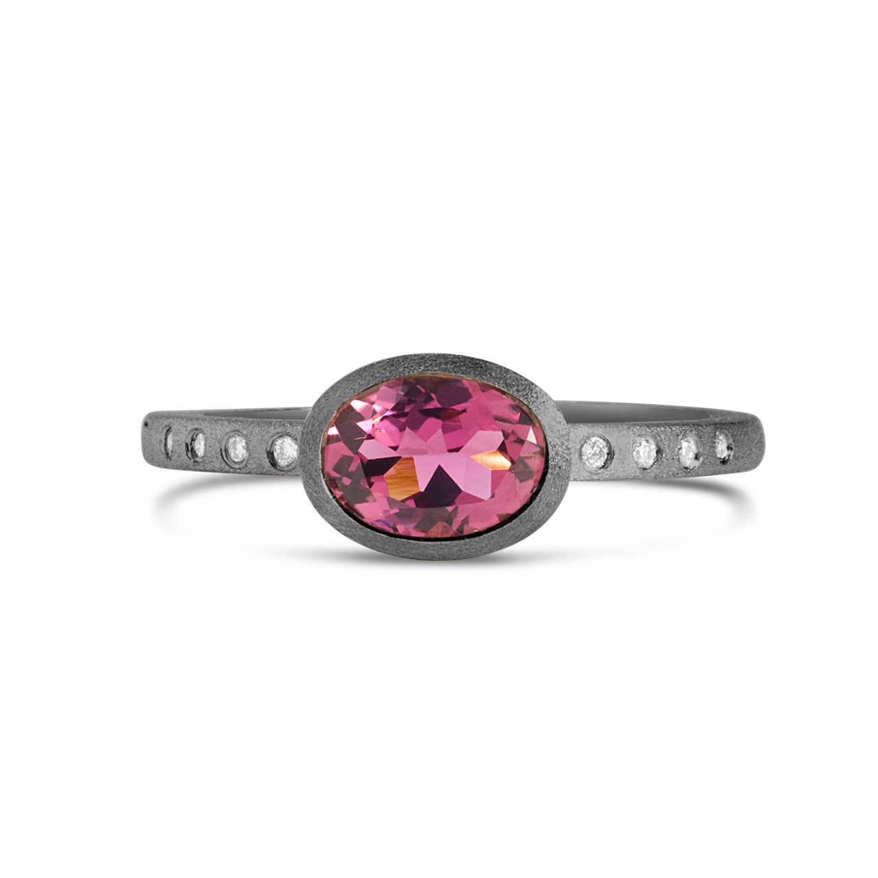 Pink Tourmaline & Diamond Bezel Ring