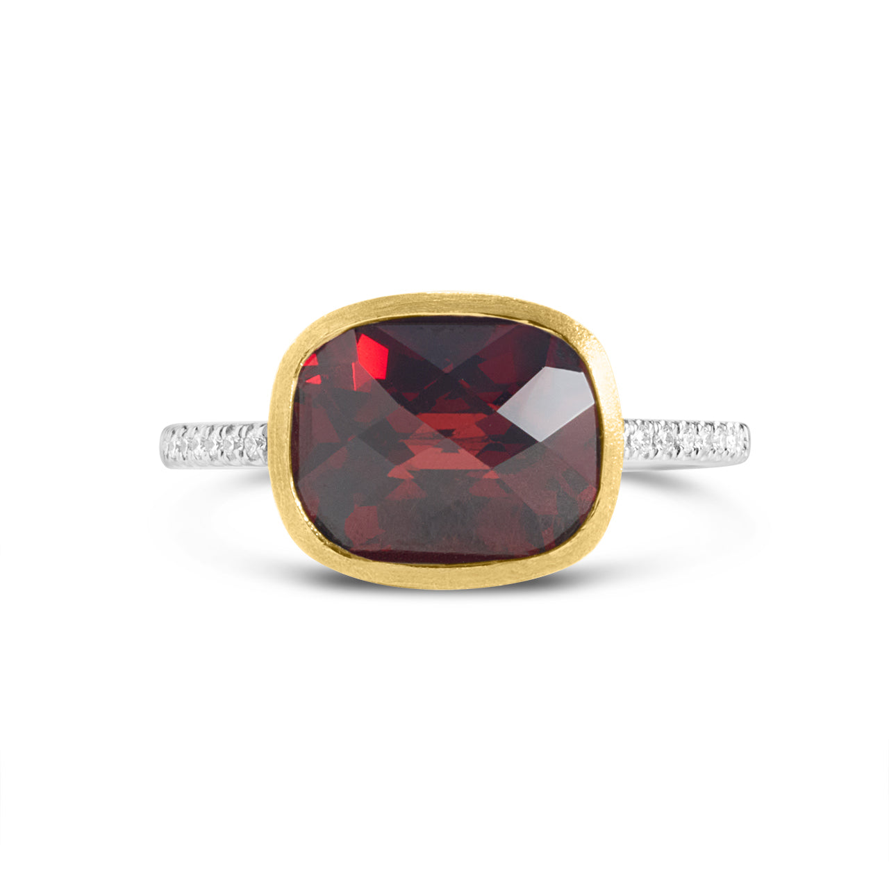 Garnet & Diamond Bezel Ring