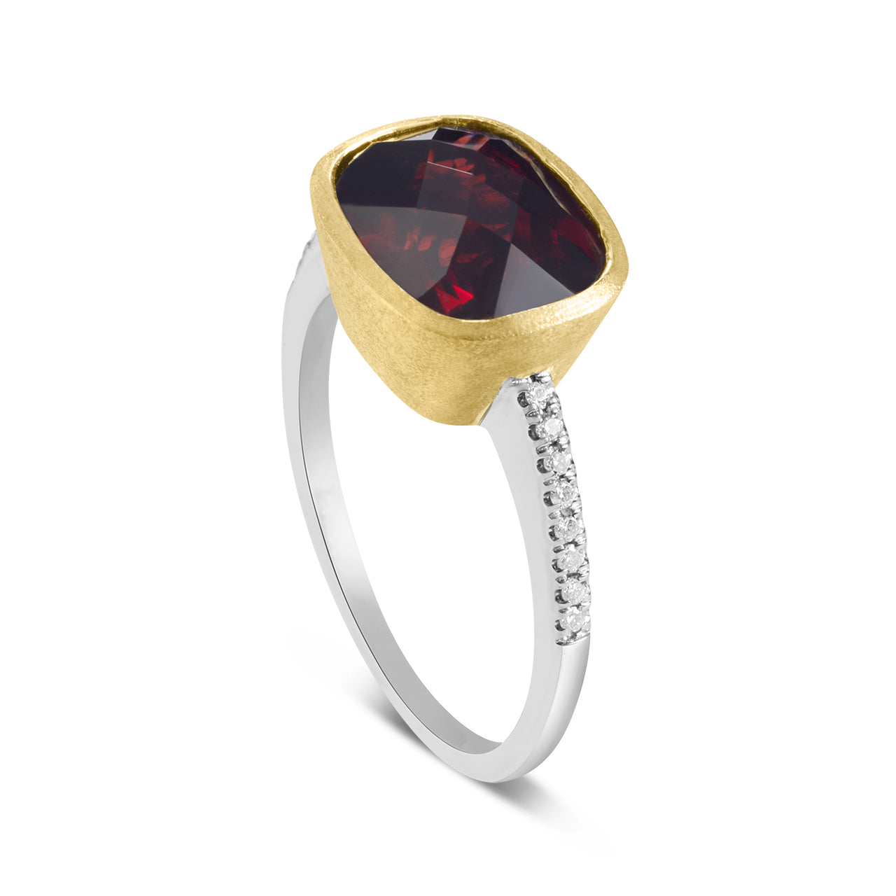 Garnet & Diamond Bezel Ring