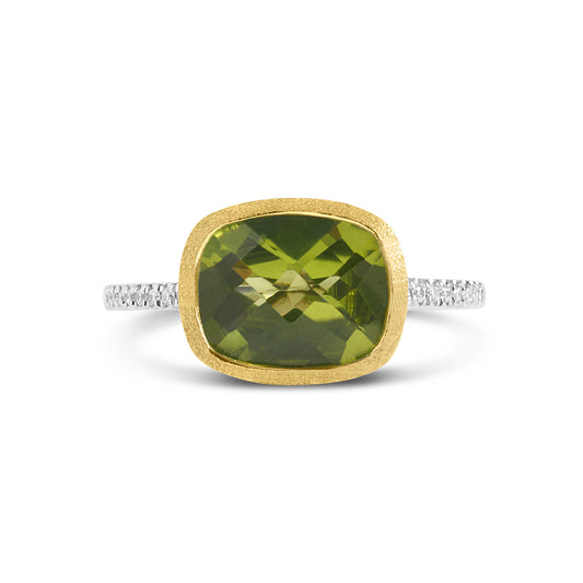 Peridot & Diamond Bezel Ring