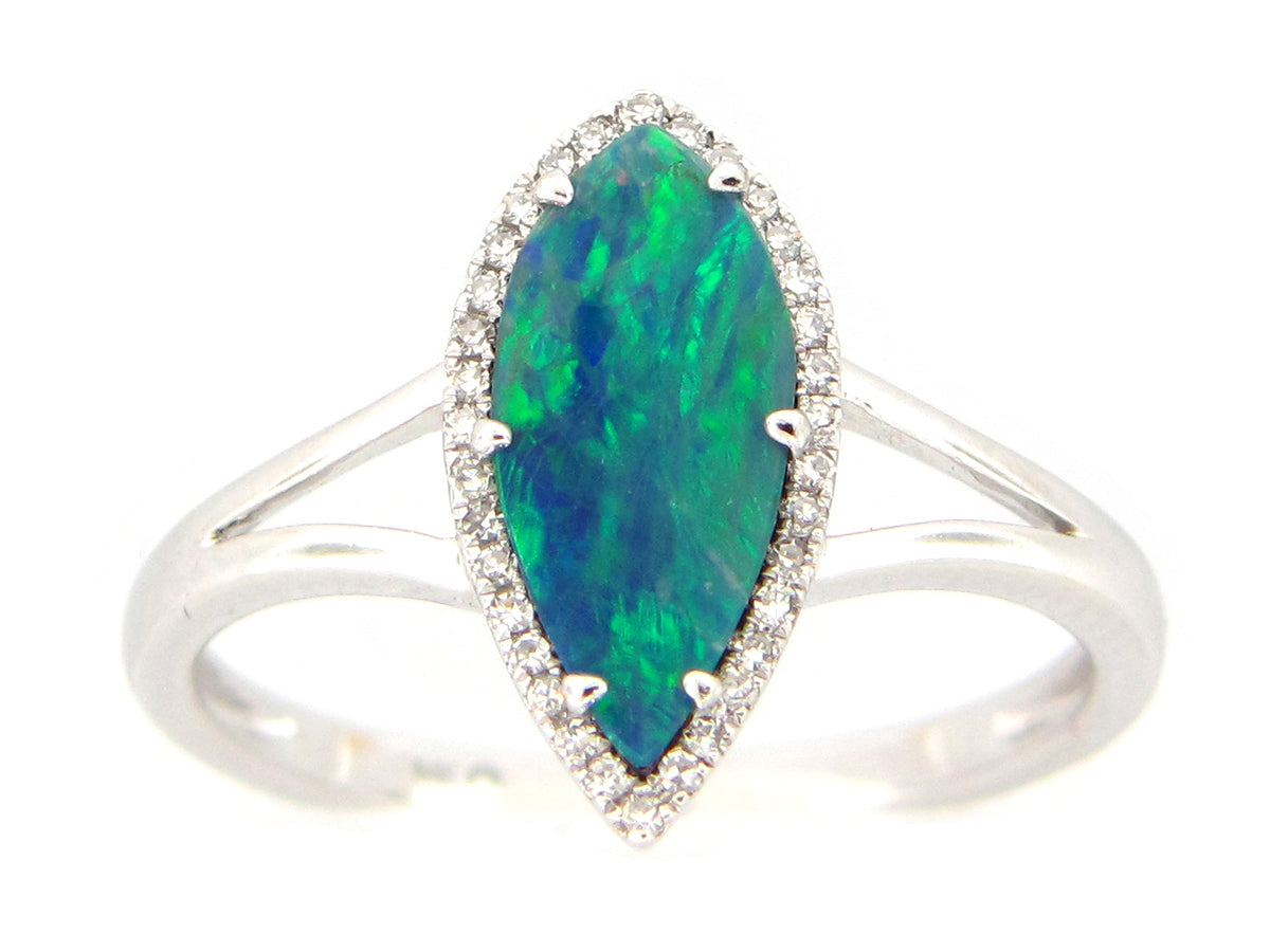 BLACK OPAL DOUBLET & DIAMOND RING