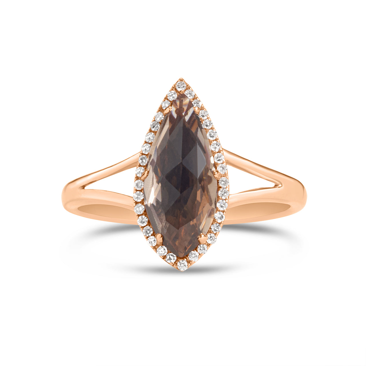 Smokey Quartz & Diamond Arrowhead Ring