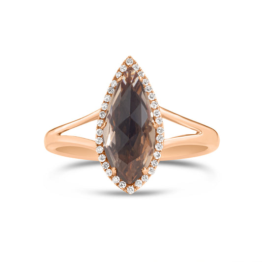 Smokey Quartz & Diamond Arrowhead Ring
