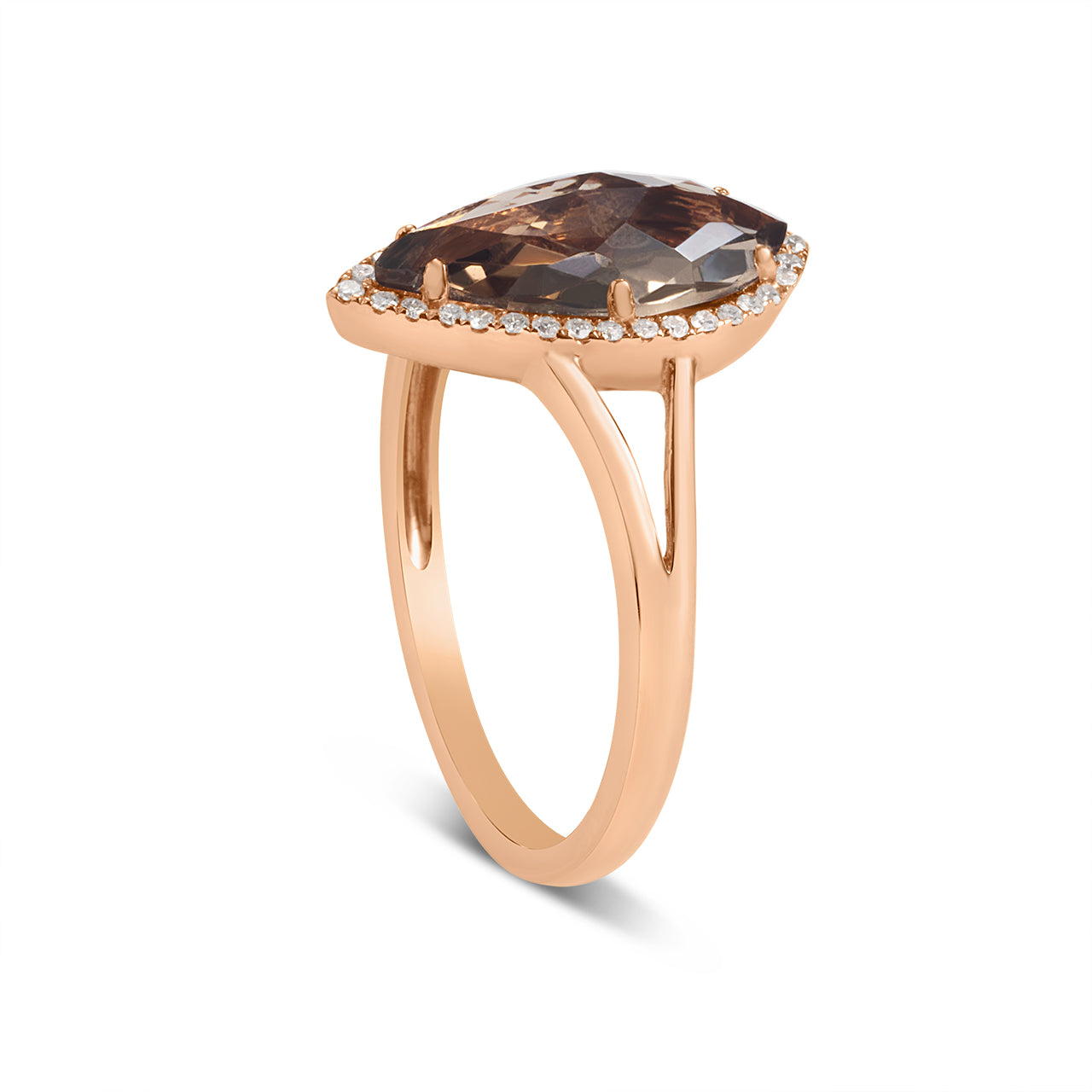 Smokey Quartz & Diamond Arrowhead Ring