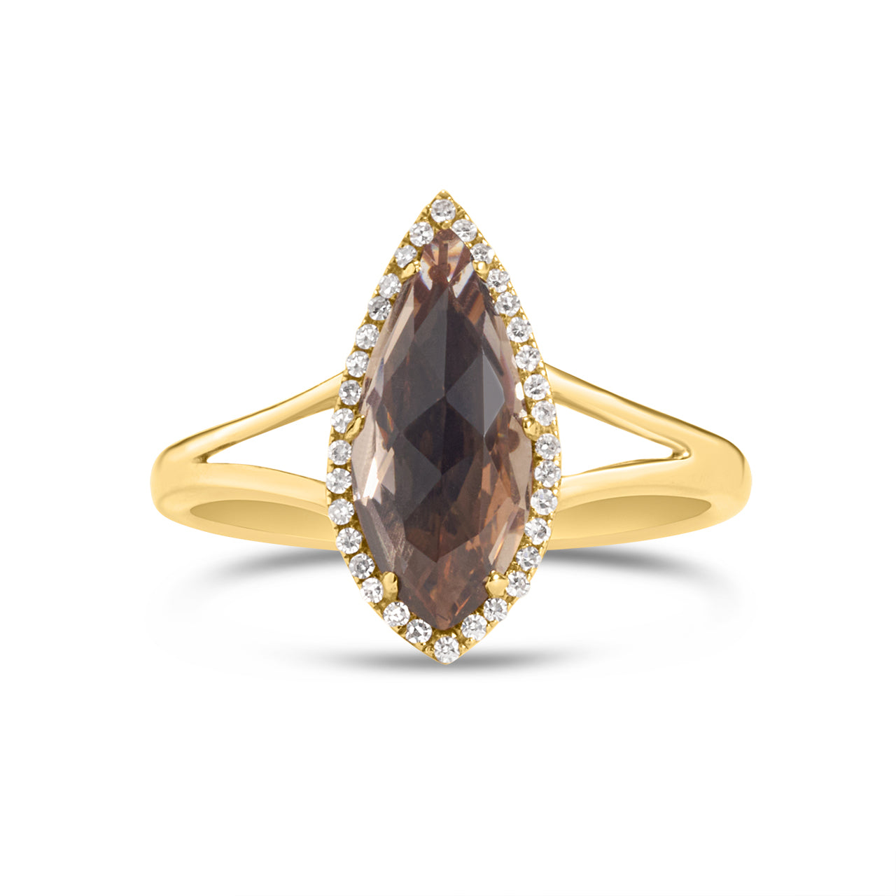 Smokey Quartz & Diamond Arrowhead Ring