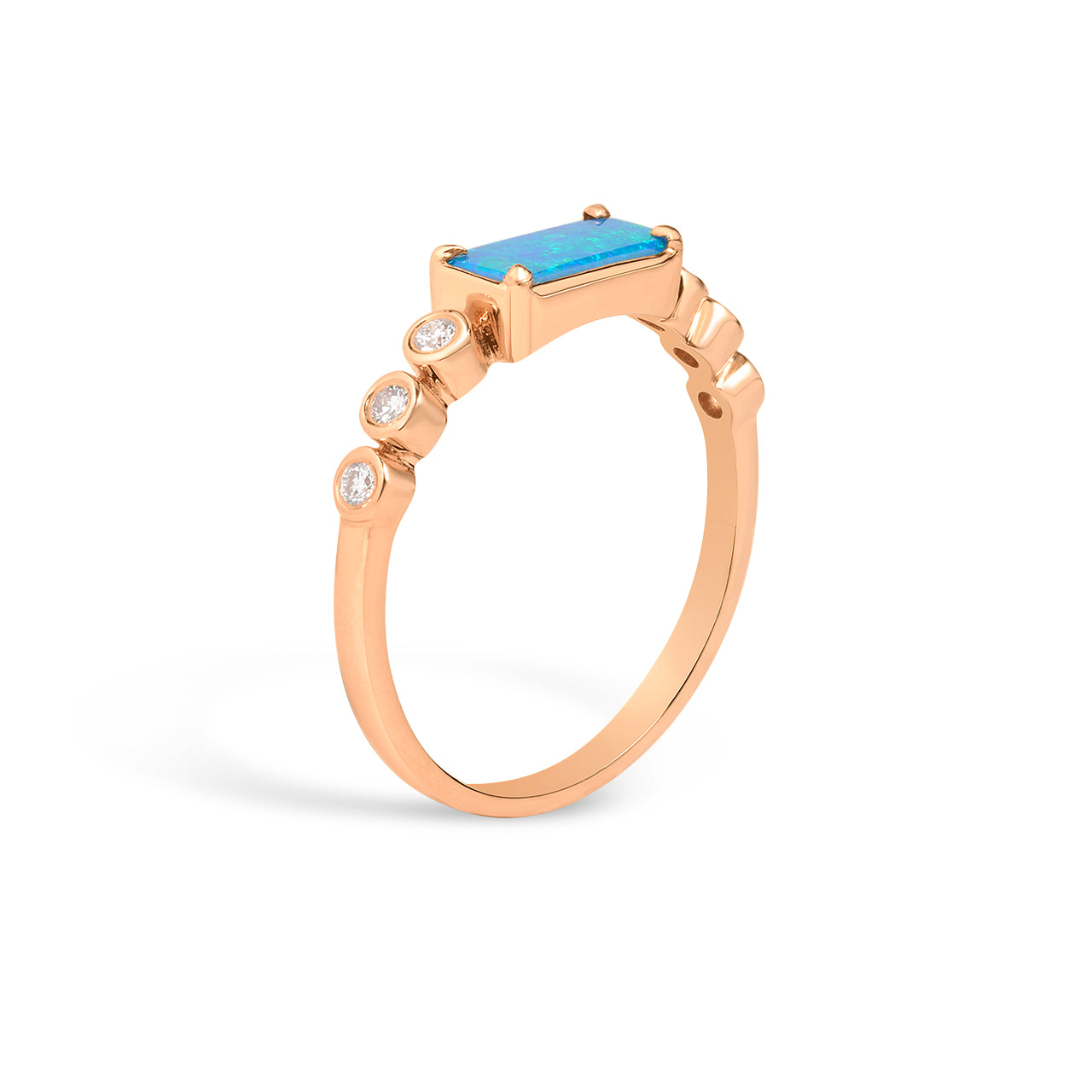 Opal & Diamond Rectangle East-West Ring