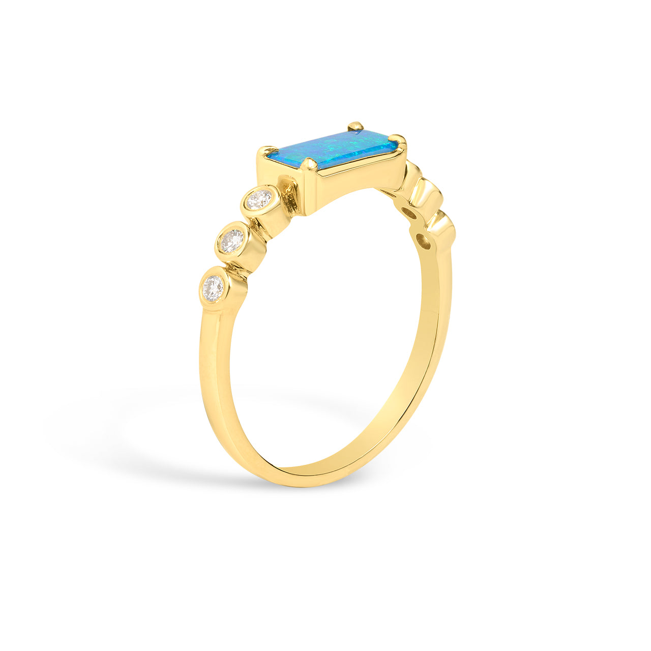 Opal & Diamond Rectangle East-West Ring