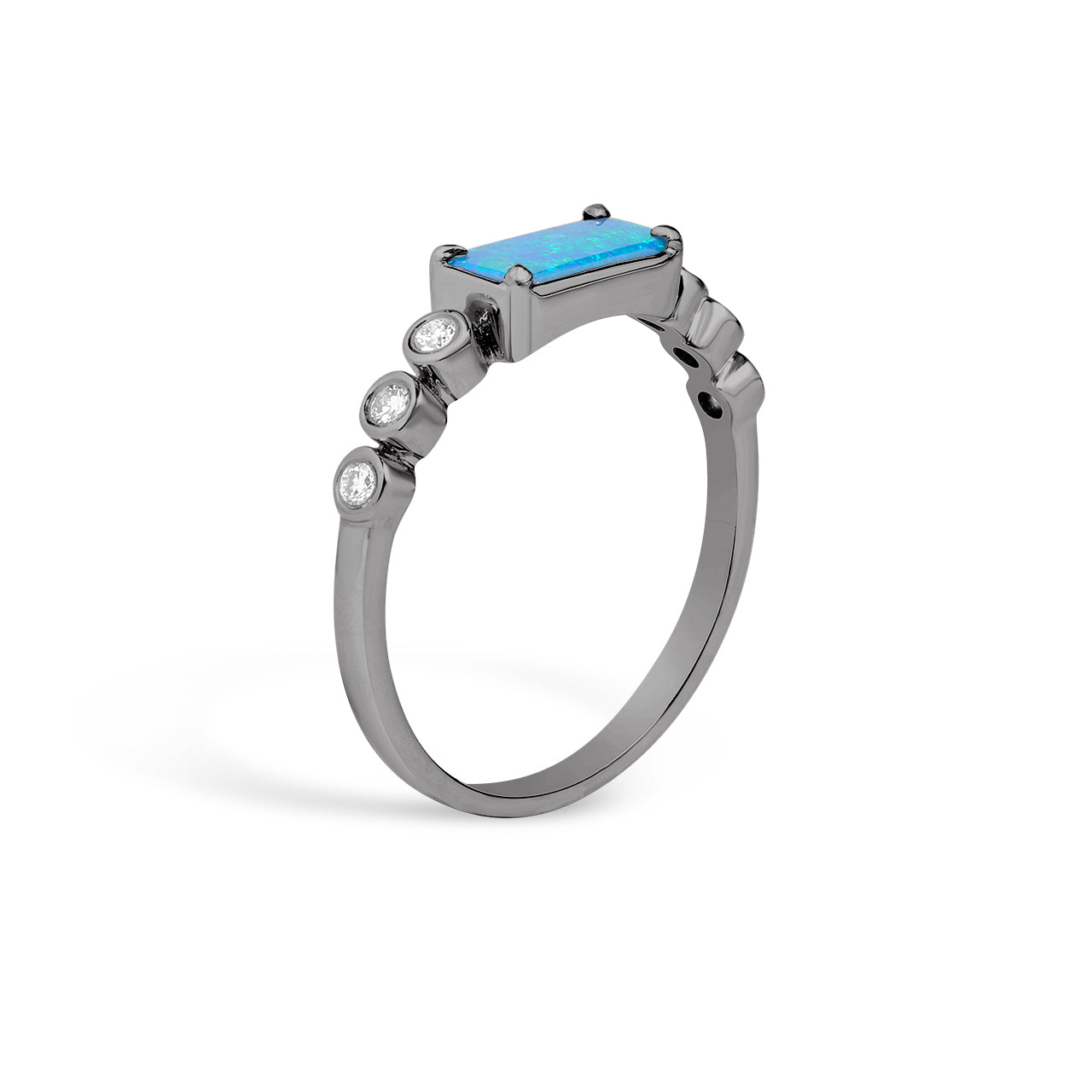 Opal & Diamond Rectangle East-West Ring
