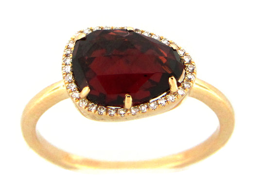 GARNET & DIAMOND BEAN HALO RING