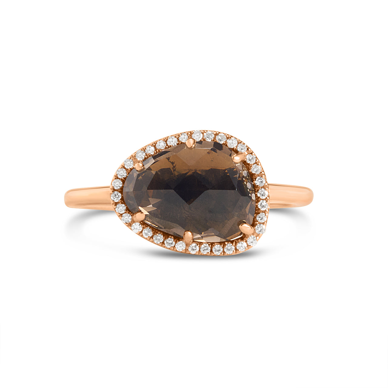 Smokey Quartz & Diamond Bean Ring