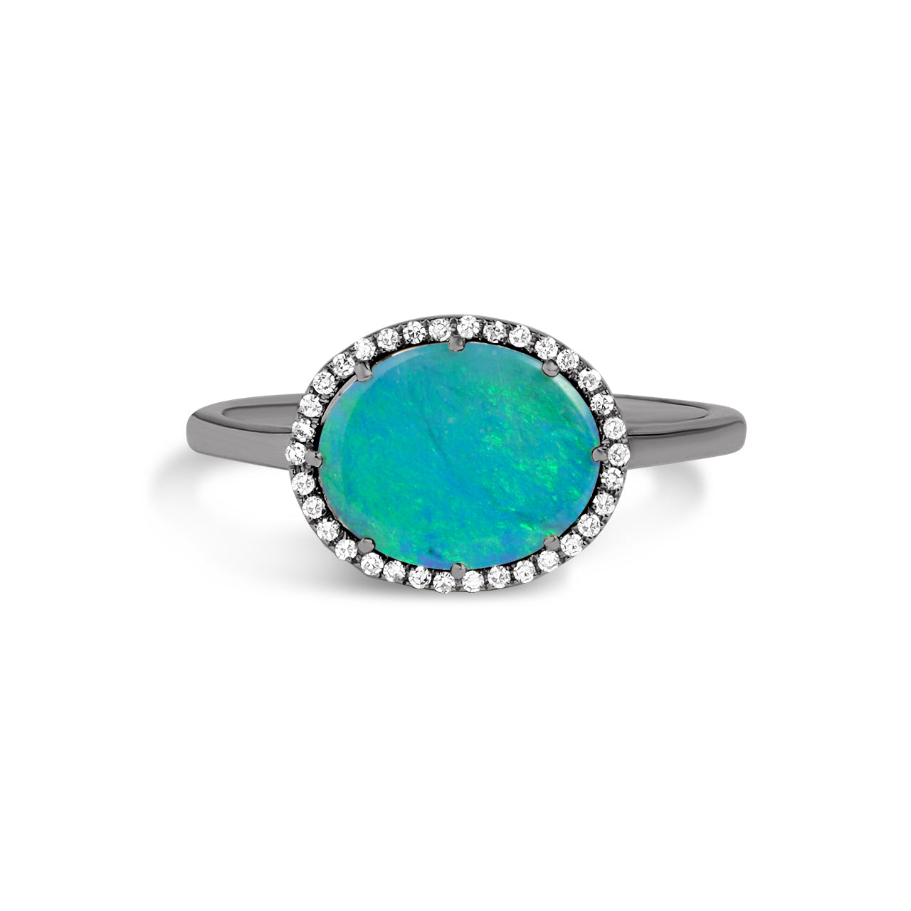 Opal & Diamond Oval East-West Ring