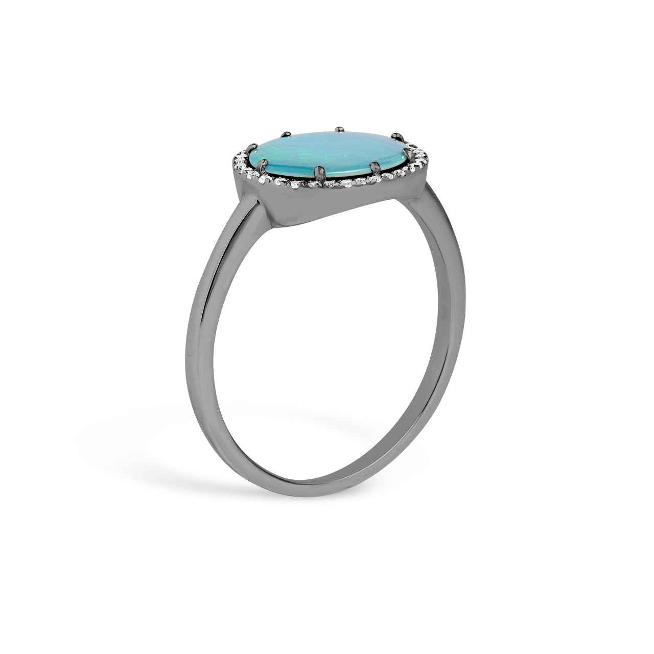 Opal & Diamond Oval East-West Ring