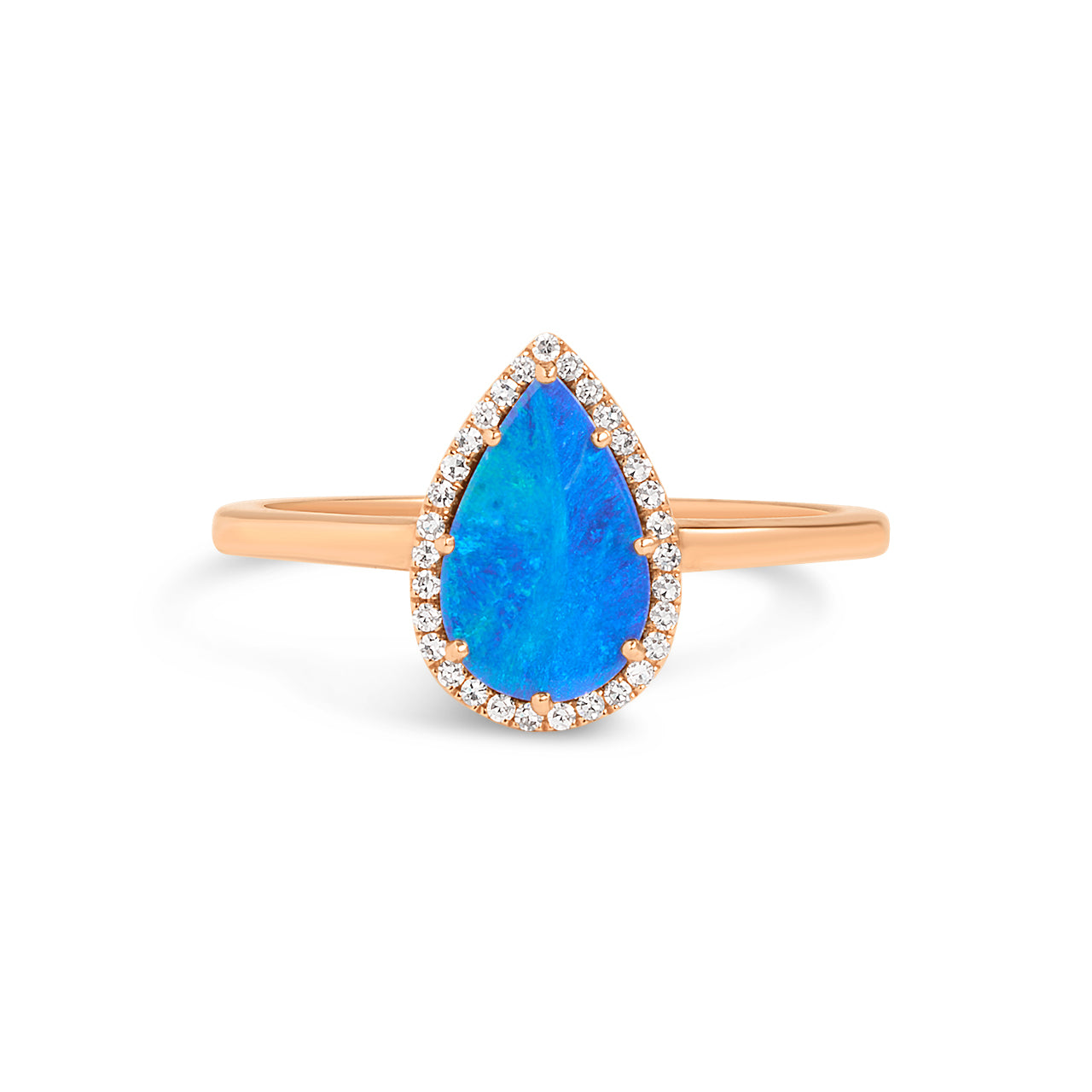 Opal & Diamond Pear Ring