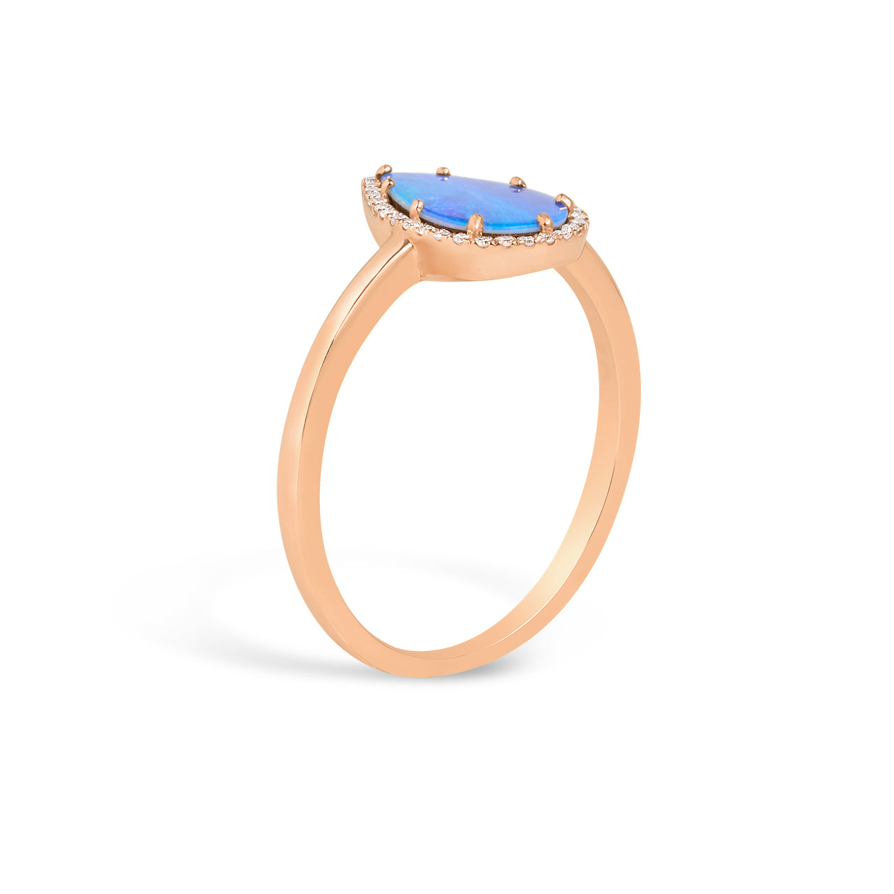 Opal & Diamond Pear Ring