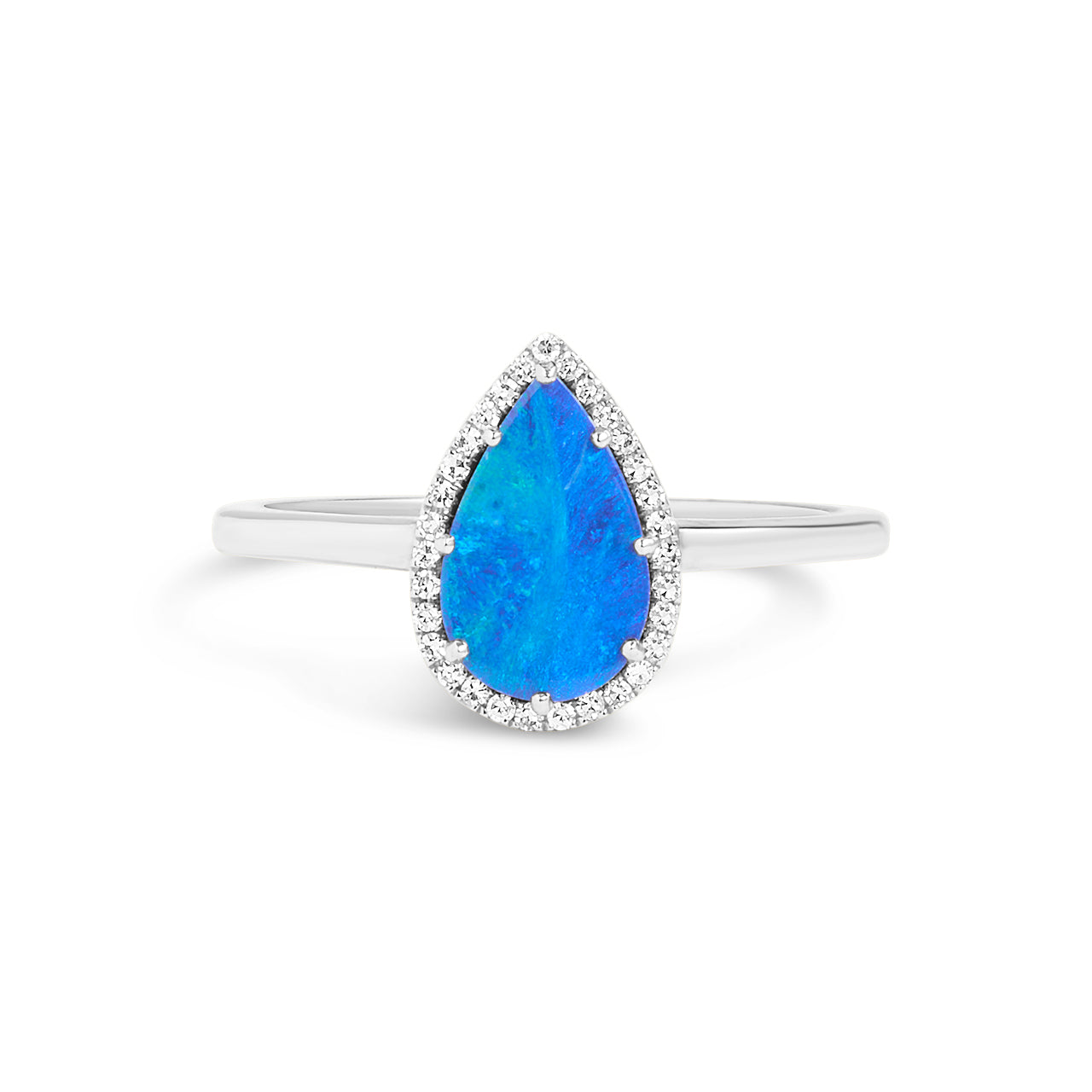 Opal & Diamond Pear Ring