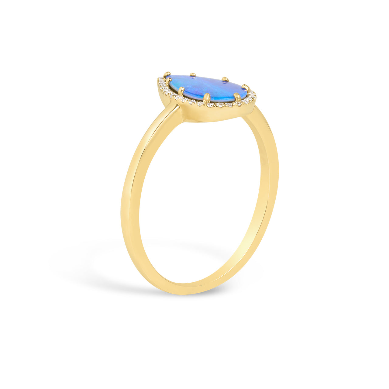 Opal & Diamond Pear Ring