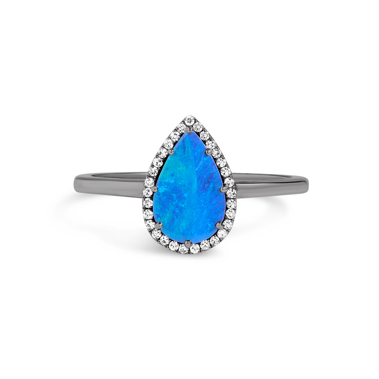 Opal & Diamond Pear Ring