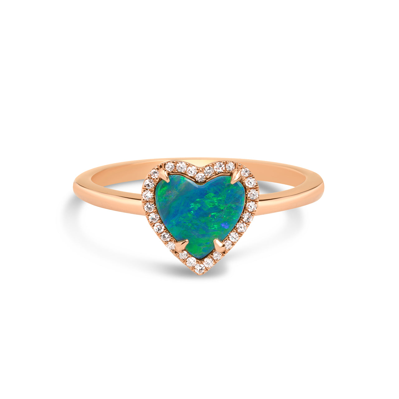Opal & Diamond Heart Ring