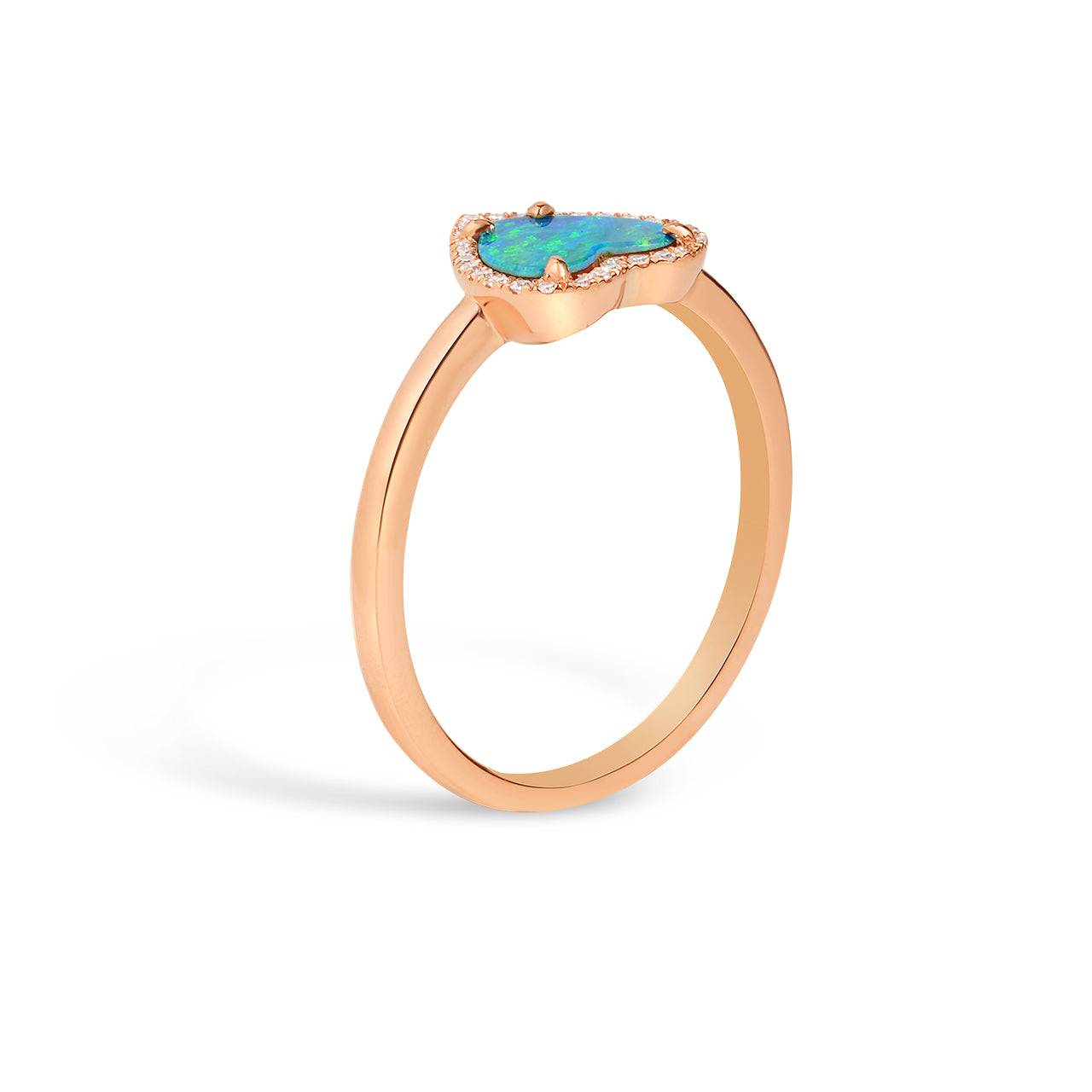 Opal & Diamond Heart Ring