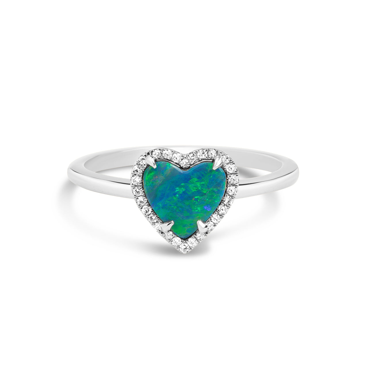 Opal & Diamond Heart Ring