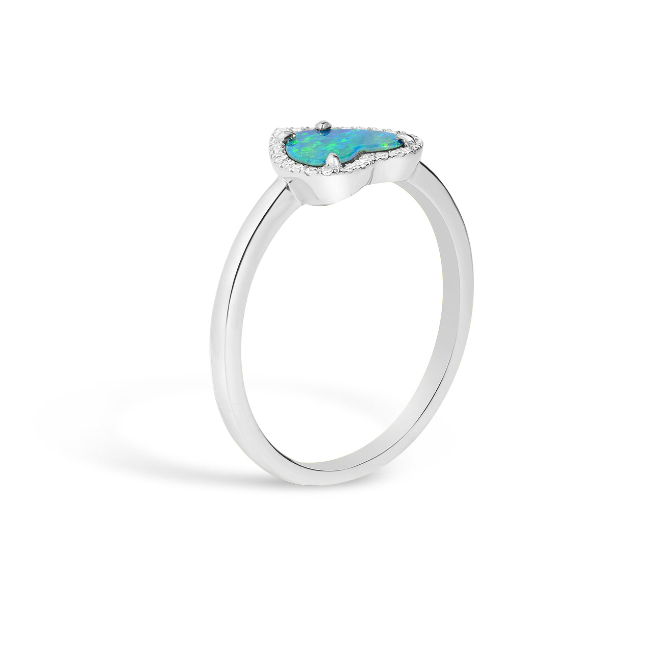 Opal & Diamond Heart Ring