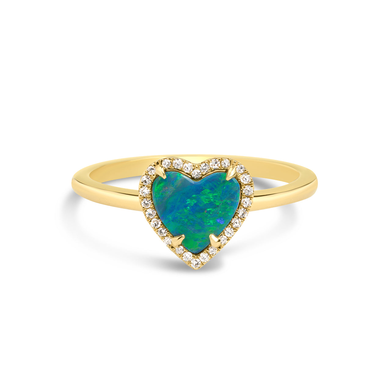 Opal & Diamond Heart Ring