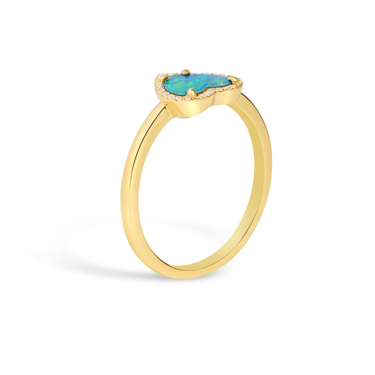 Opal & Diamond Heart Ring