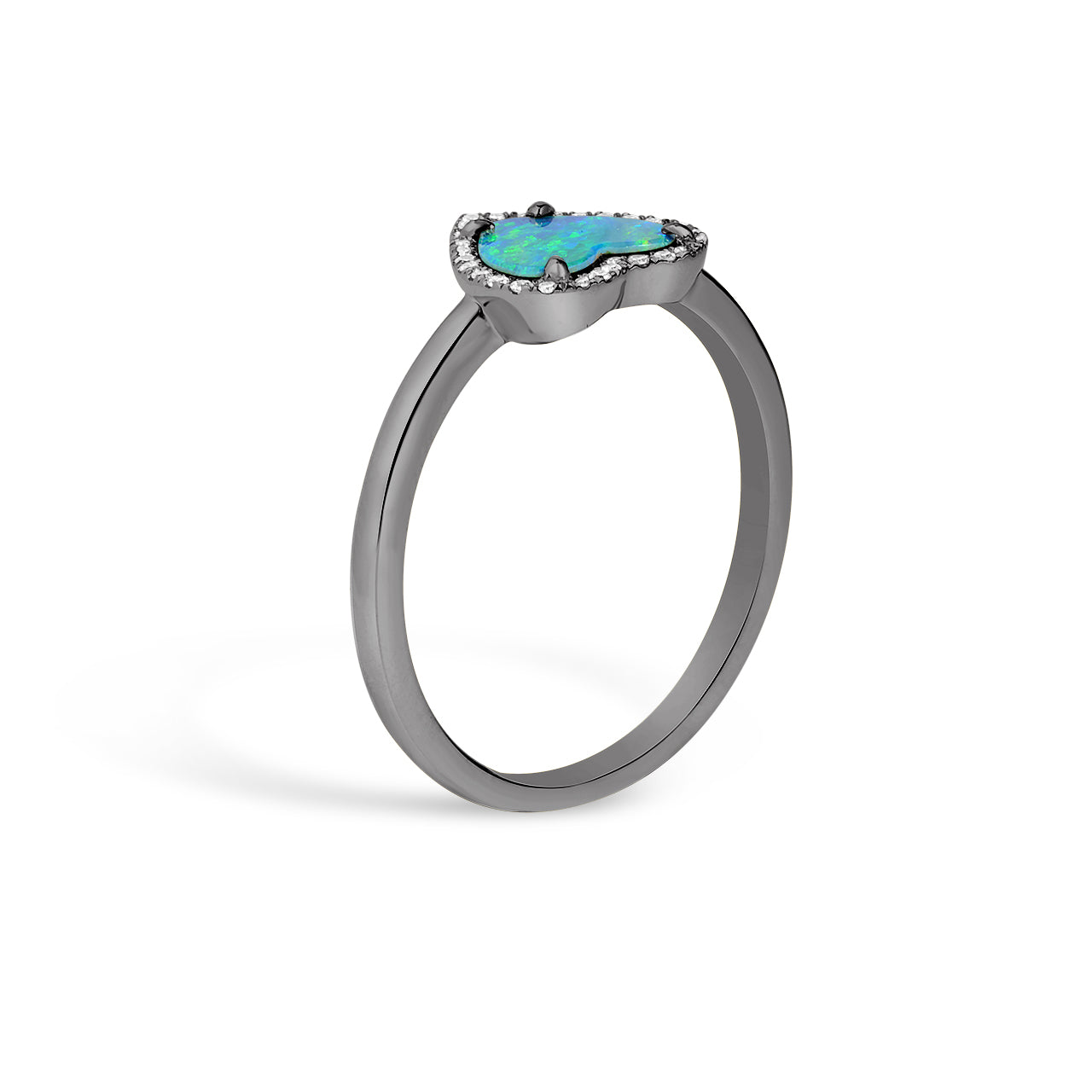 Opal & Diamond Heart Ring
