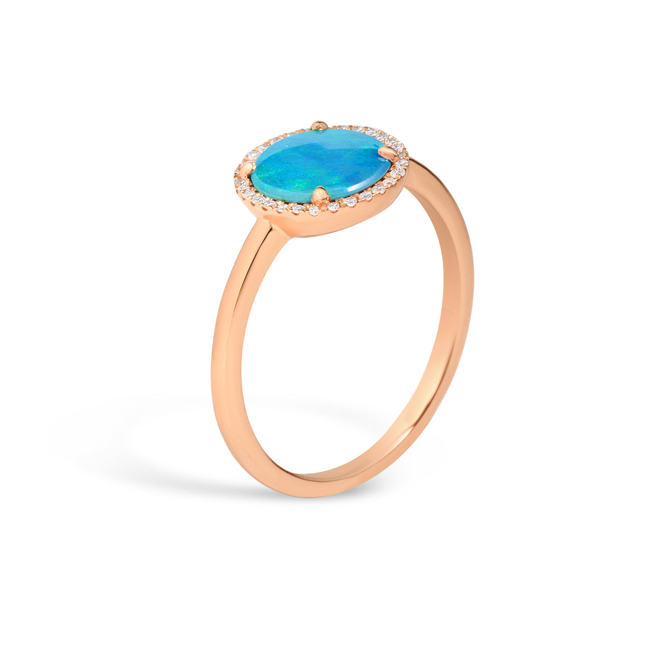Opal & Diamond Disc Ring