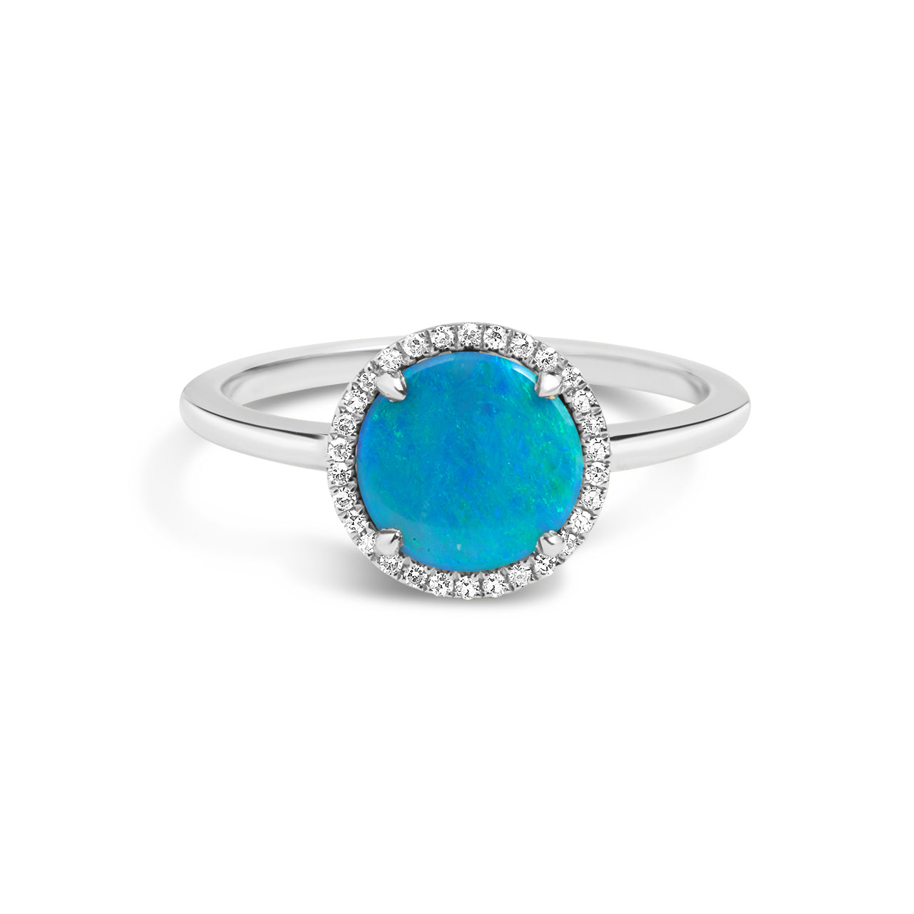 Opal & Diamond Disc Ring