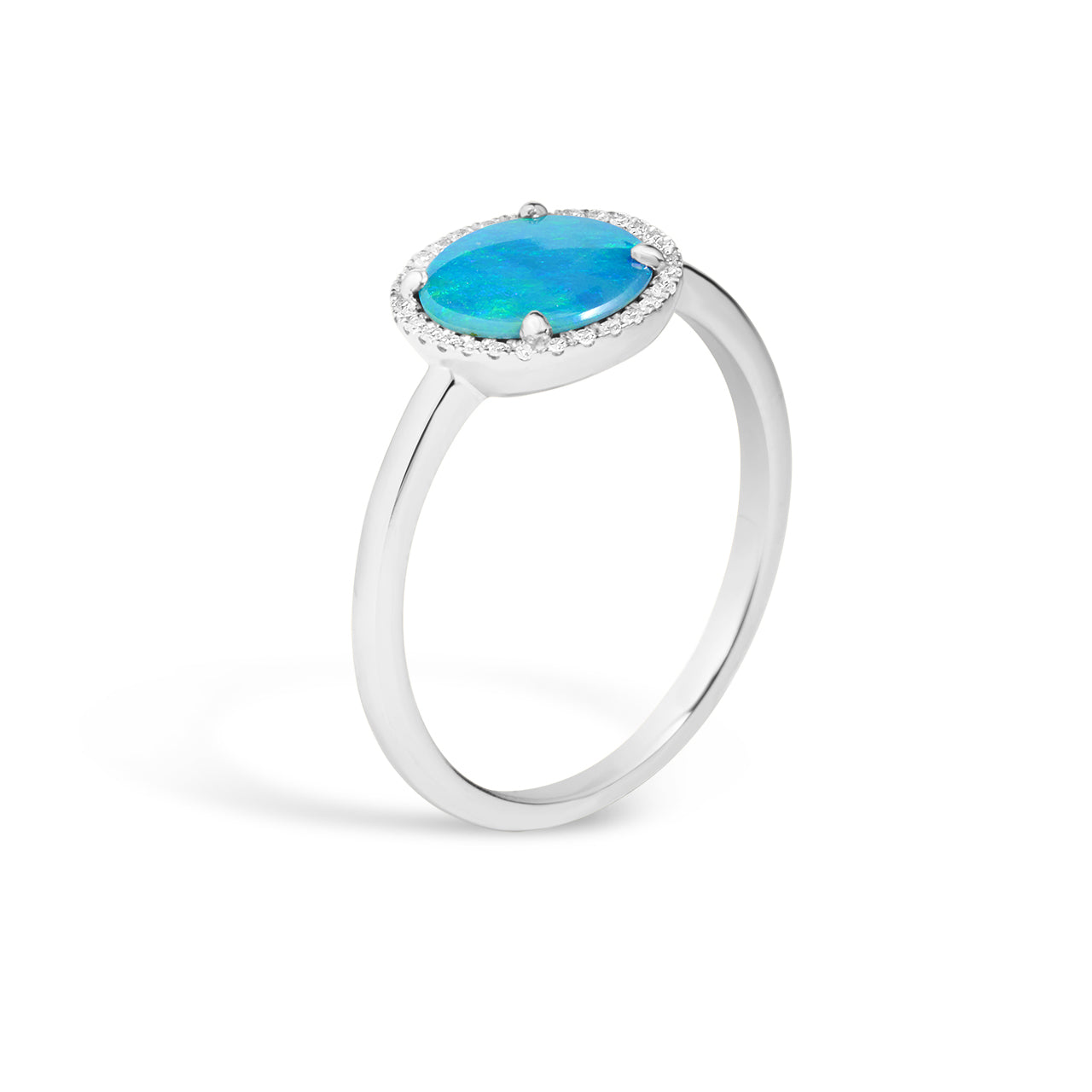 Opal & Diamond Disc Ring