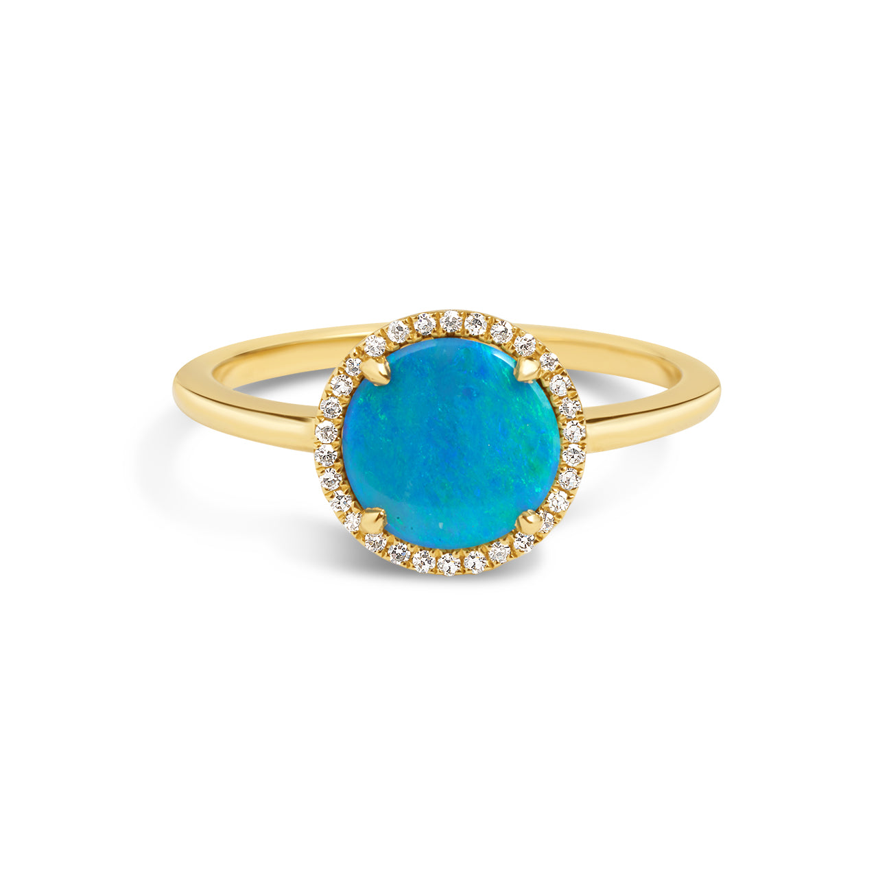 Opal & Diamond Disc Ring