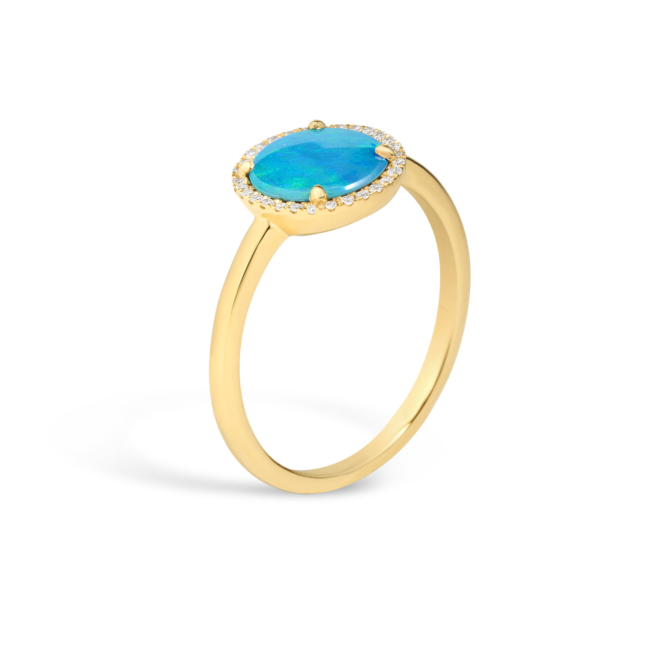 Opal & Diamond Disc Ring