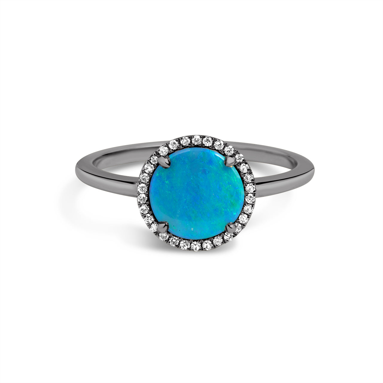 Opal & Diamond Disc Ring