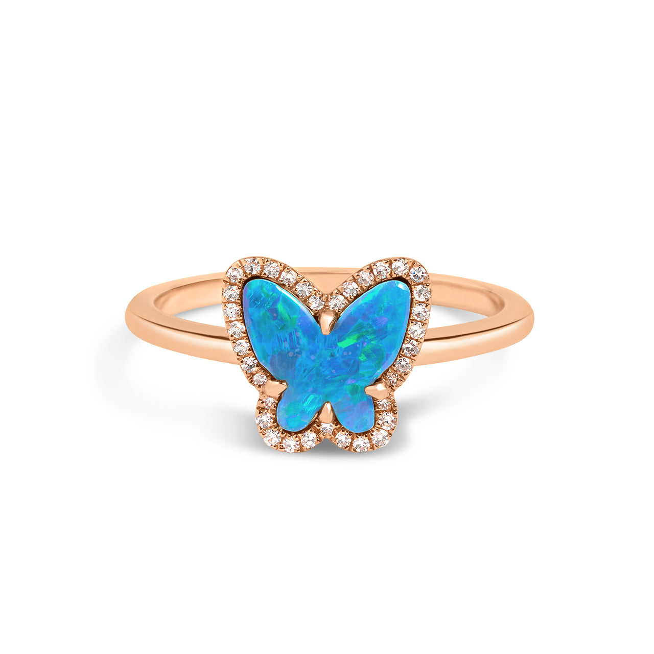 Opal & Diamond Butterfly Ring