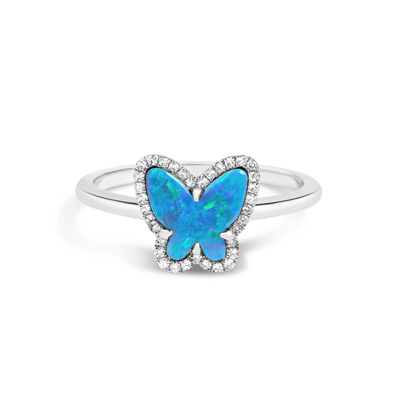 Opal & Diamond Butterfly Ring