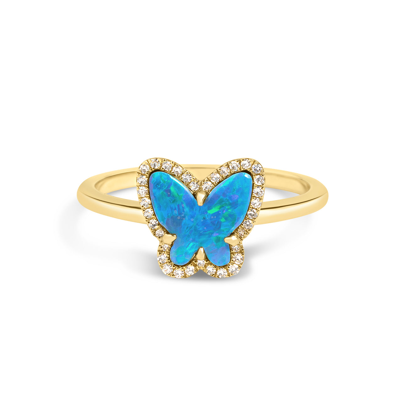 Opal & Diamond Butterfly Ring