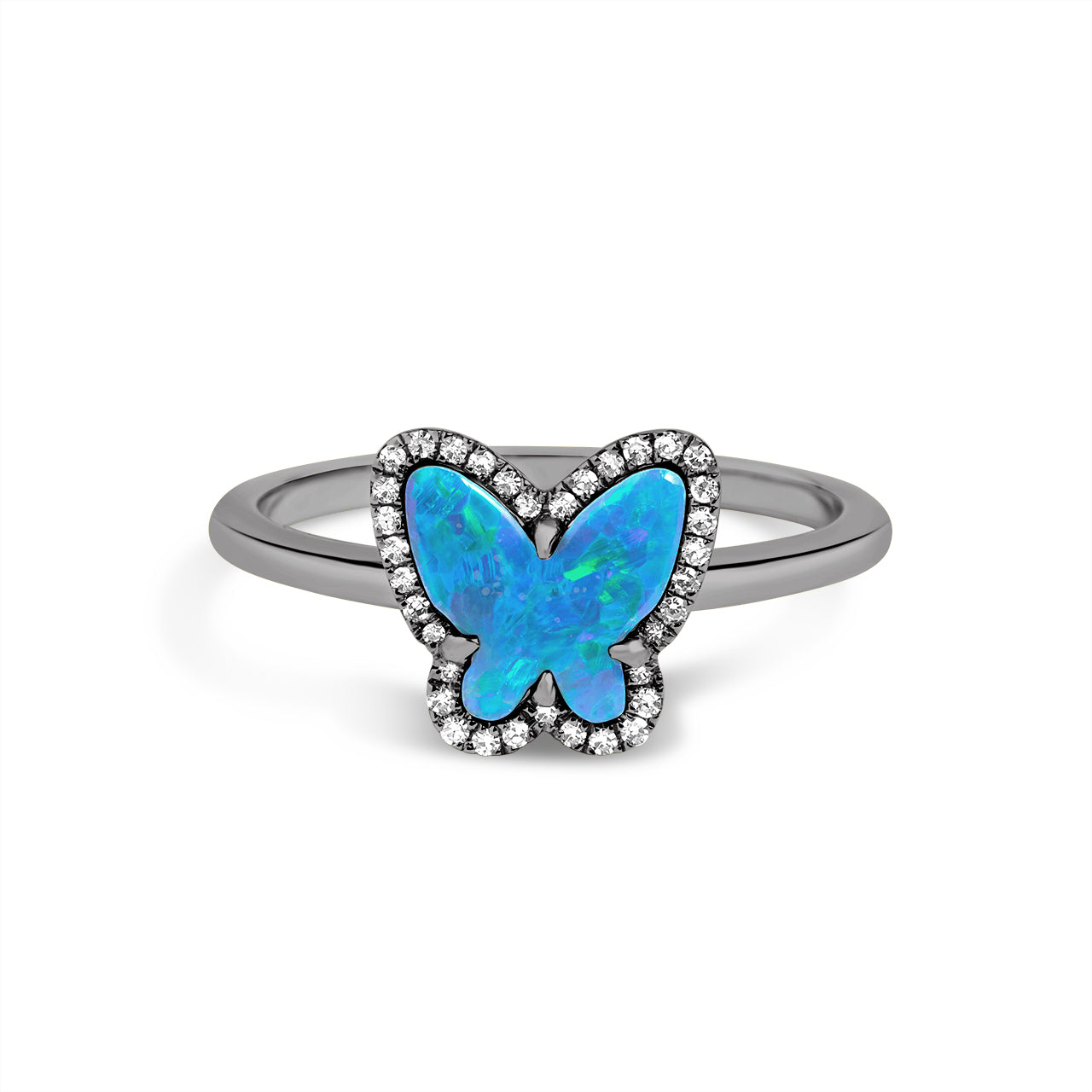 Opal & Diamond Butterfly Ring