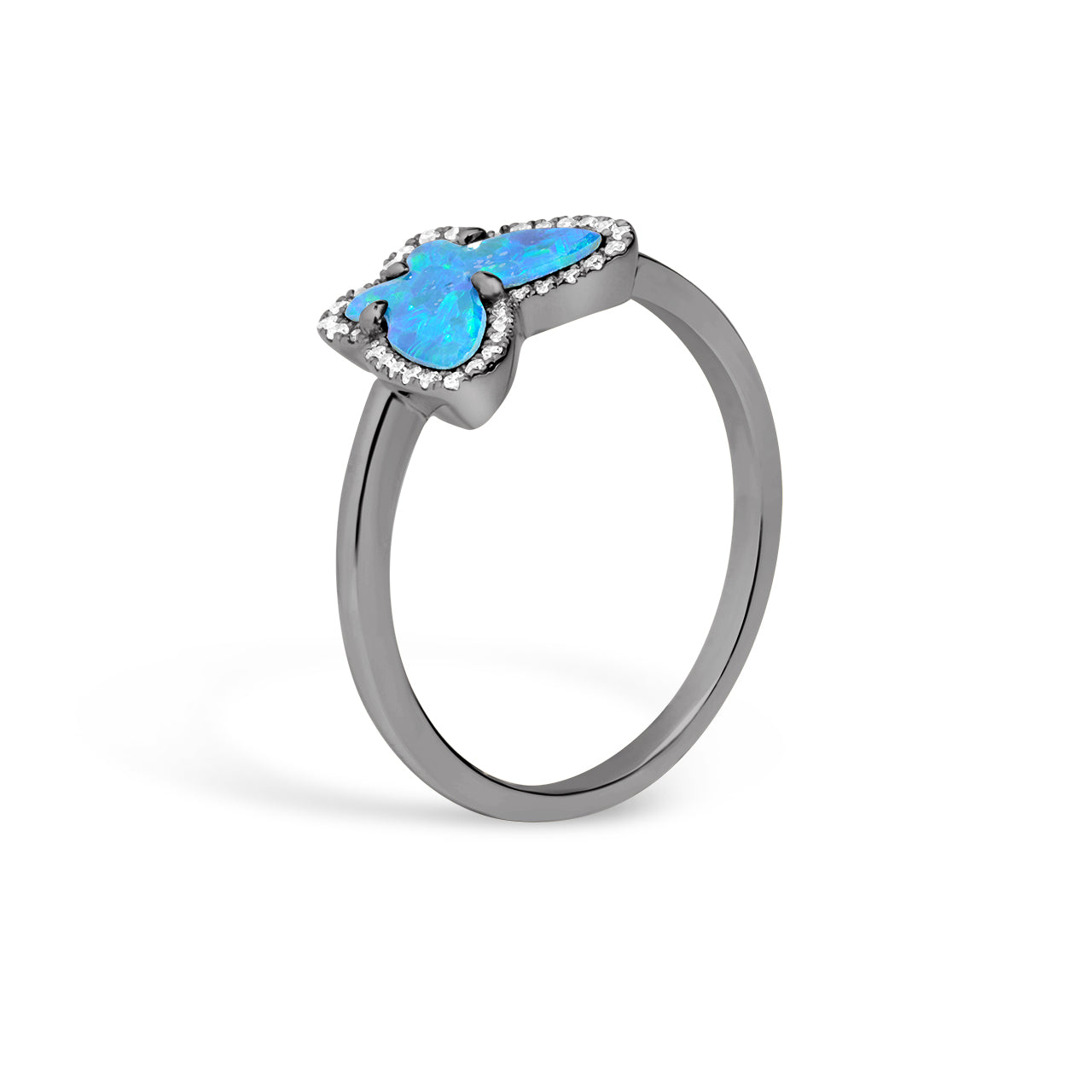 Opal & Diamond Butterfly Ring