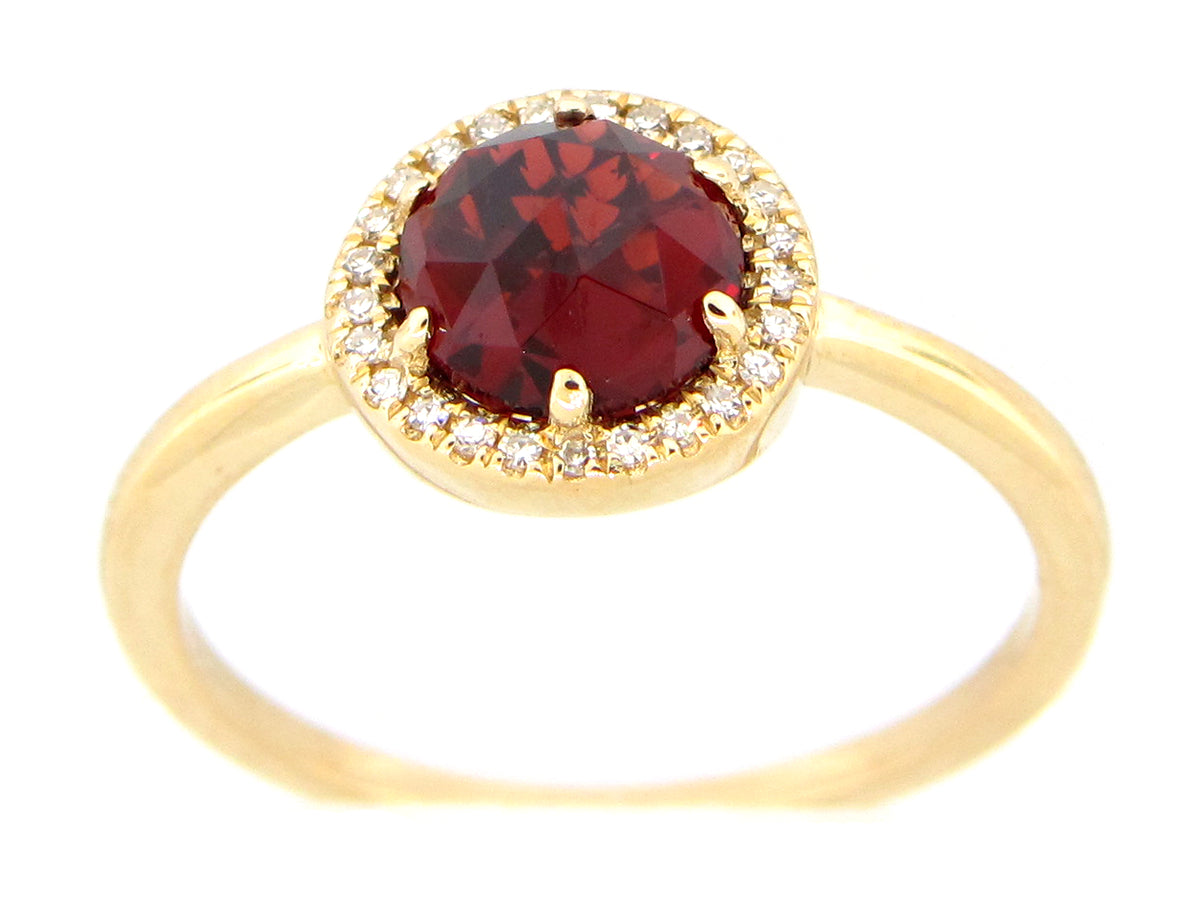 GARNET & DIAMOND ROUND HALO RING