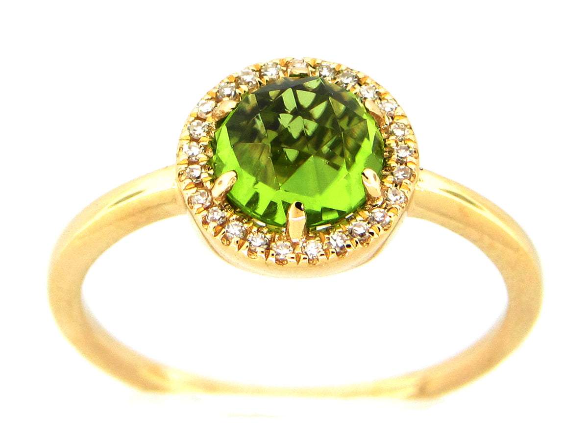 PERIDOT & DIAMOND ROUND HALO RING
